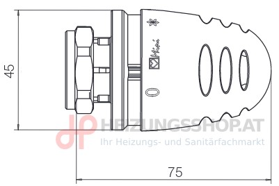 Abmessungen - Thermostatkopf